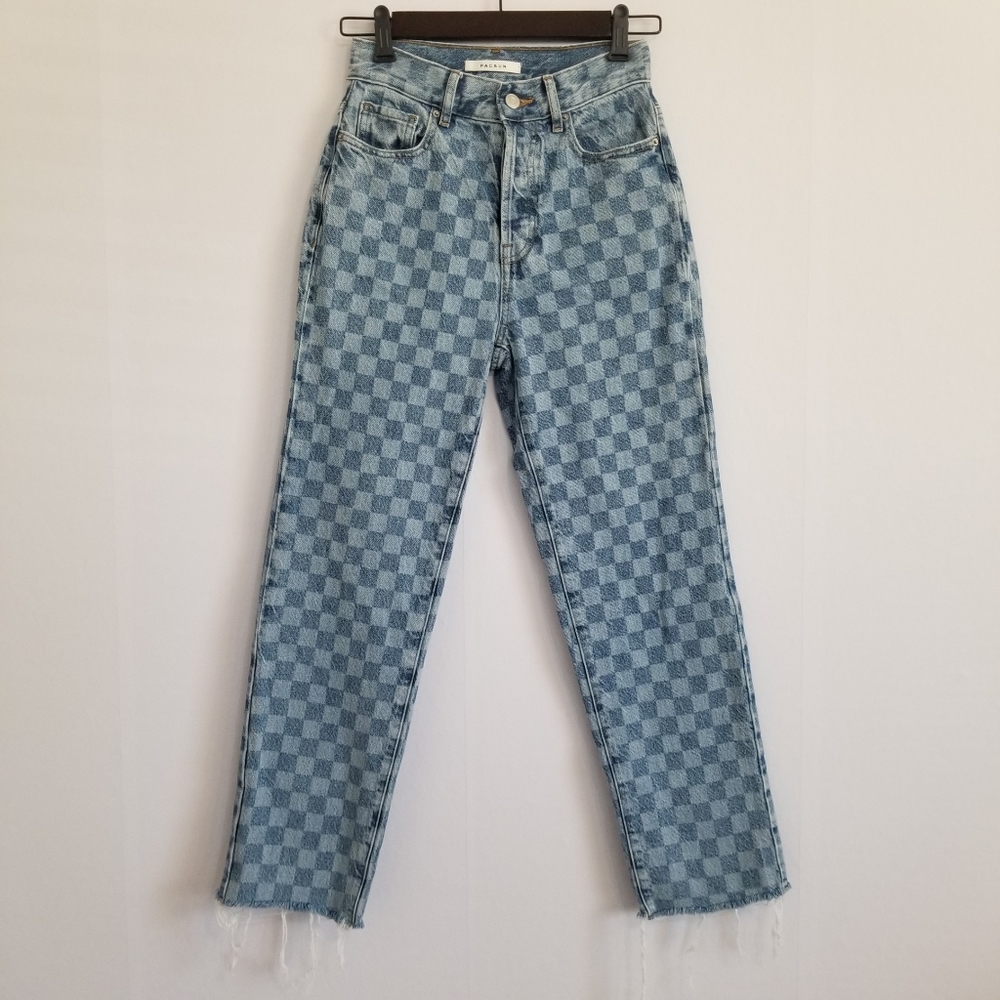 Pacsun Checker Print High Rise Straight Jeans Size 24